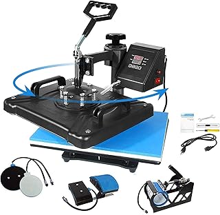 AONESY Pro 5-in-1 Kombi Transferpresse für T-Shirt Hut Deckel Tasse Becher Platte, Multifunktionale Digitale Wärmeübertragung ssublimations Maschine mit 360-Grad-Drehung, 38 x 30 cm