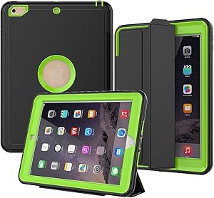 iPad 5th/6th Generation Case, SEYMAC Smart Case [Protective Cover] with Auto Sleep Wake Function, Three Layer Drop Protection Rugged/Heavy Duty Case for 2017/2018 New iPad (Green)