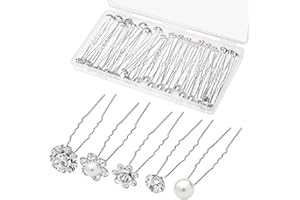 GINGBISS 40 Pack Wedding Pearl Hair Pins for Bridal, Silver Pearl Rhinestone Hair Pins Wedding Hair Decorations Accessories for Brides Bridesmaids Women Girls