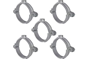HIGHCRAFT HINGG-112-5 Industrial Decor Hinged Split Ring Pipe Hanger 1-1/2 in. Galvanized Iron, with 3/8 in. Rod Fitting, Vin