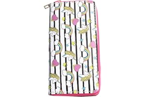 Timlee Cute Rainbow Unicorn Long Wallets Long Purse (Black&White)