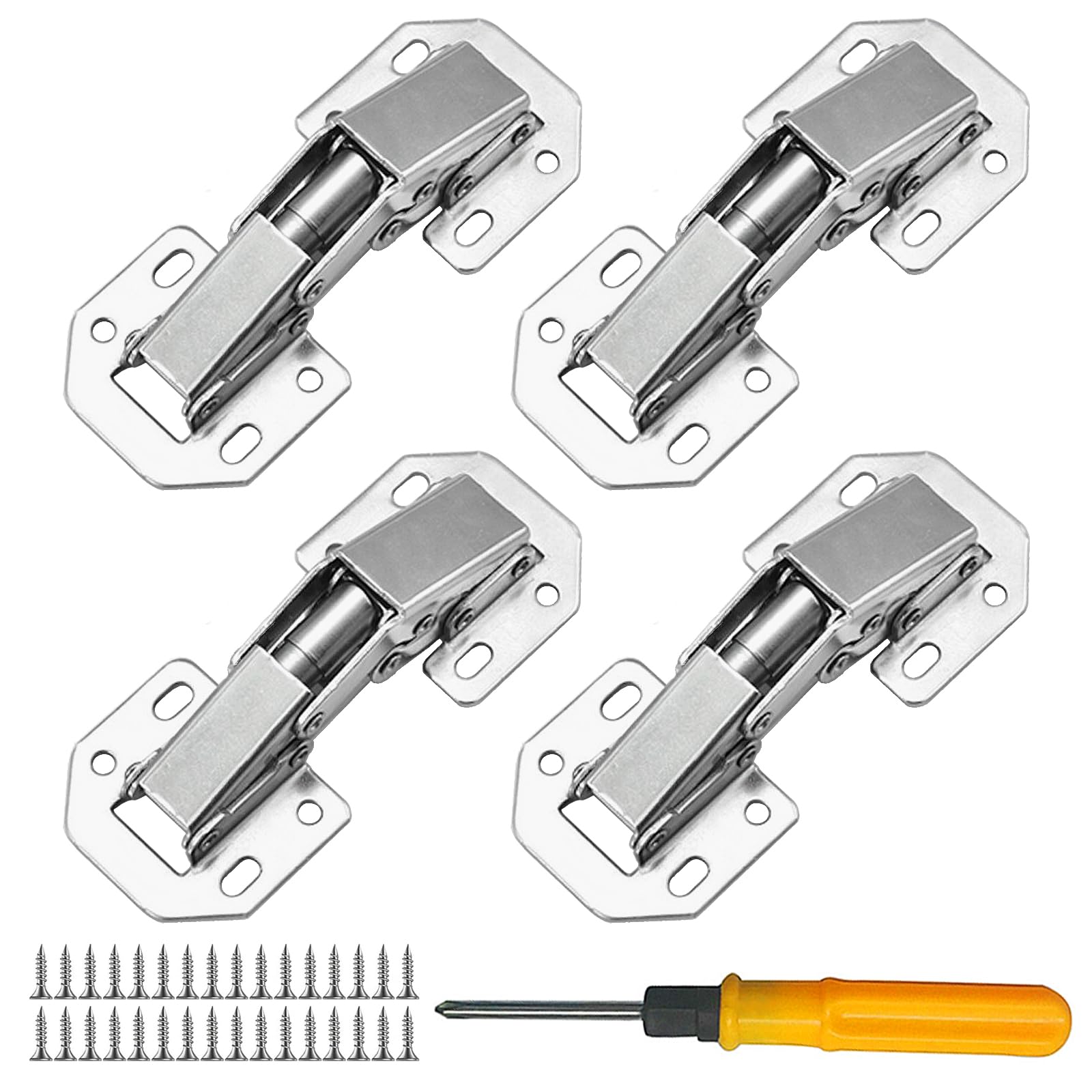 Jiaxitek 4-Pack 90 Degree 4-Inch Hidden Hinges for Frameless Cabinets - Surface Mount Concealed Cabinet Hinges — image 1