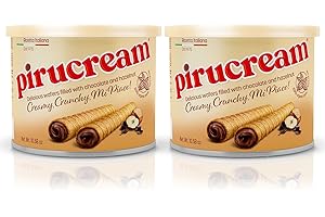 Pirucream Rolled Wafers with Chocolate Hazelnut, Organic Alkaline 100% Cocoa – No Trans-Fat, Preservatives, Colorants or Additives and without Palm Oil (300Gr/ 10.58Oz – 2 Pack Tin)