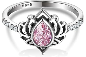 LOVECOM Lotus Ring for Women Teen Girls 925 Sterling Silver Lotus Flower Promise Rings Cubic Zirconia Begin Again My Trauma Inspirational Wedding Band Ring Jewelry Birthday Gifts for Her