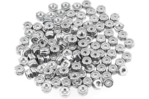 HELIFOUNER 50 Pieces #4-40 Nylon Insert Hex Lock Nuts, 304 Stainless Steel (18-8) Locknuts, Bright Finish, Coarse Thread