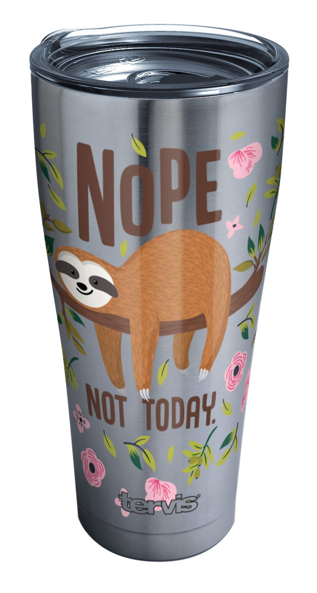 Tervis Sloth Nope Not Today Triple Walled Insulated Tumbler Travel Cup Keeps Drinks Cold & Hot, 30oz Legacy, Stainless Steel