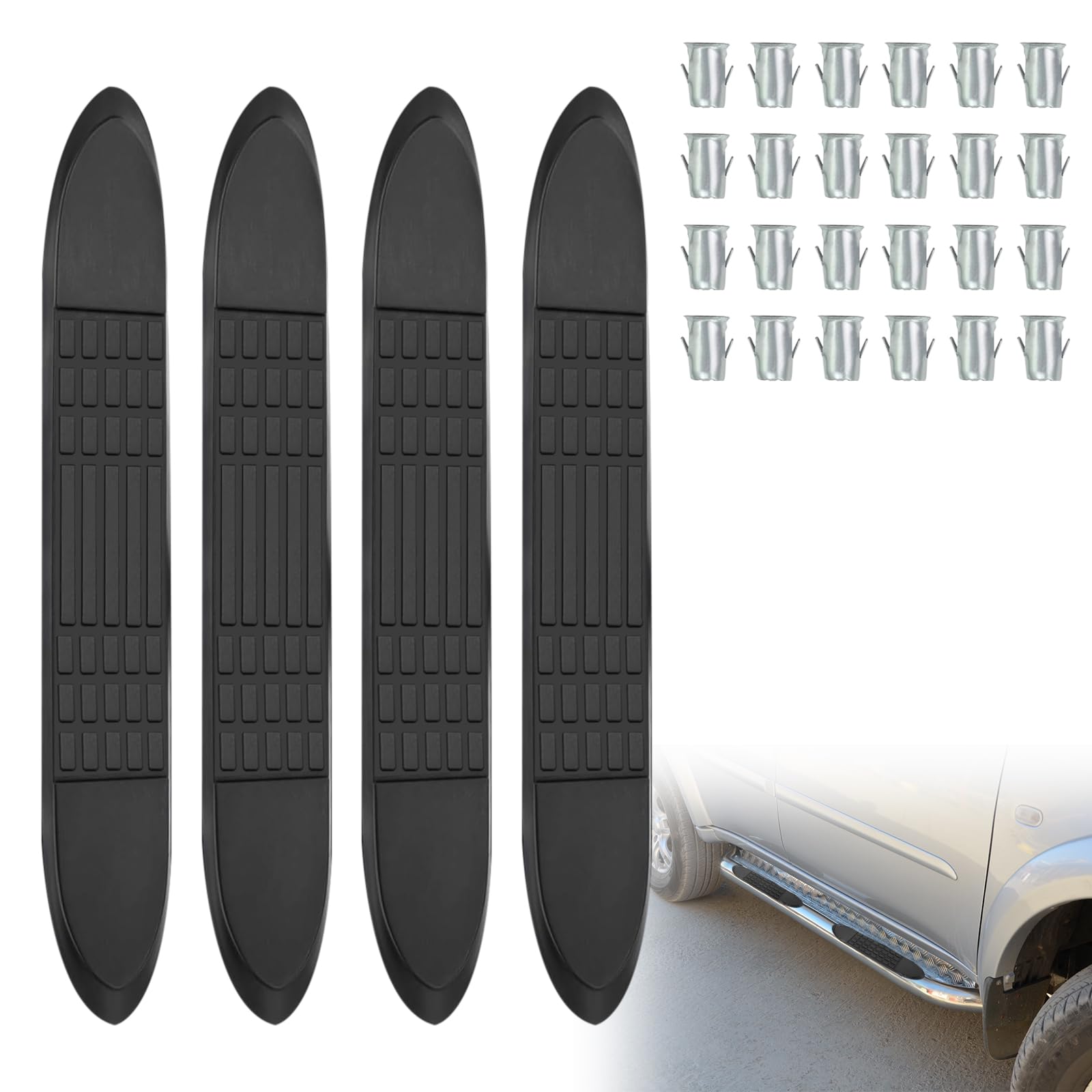 Photo 1 of FormiPow 3" Round Tube Step Pads (4-Pack), Non-Slip Replacement Pads for 3" Round Nerf Bars, 21.25" x 3.07", Heavy-Duty Polymer with Anti-Slip Texture, Includes 24 Clips