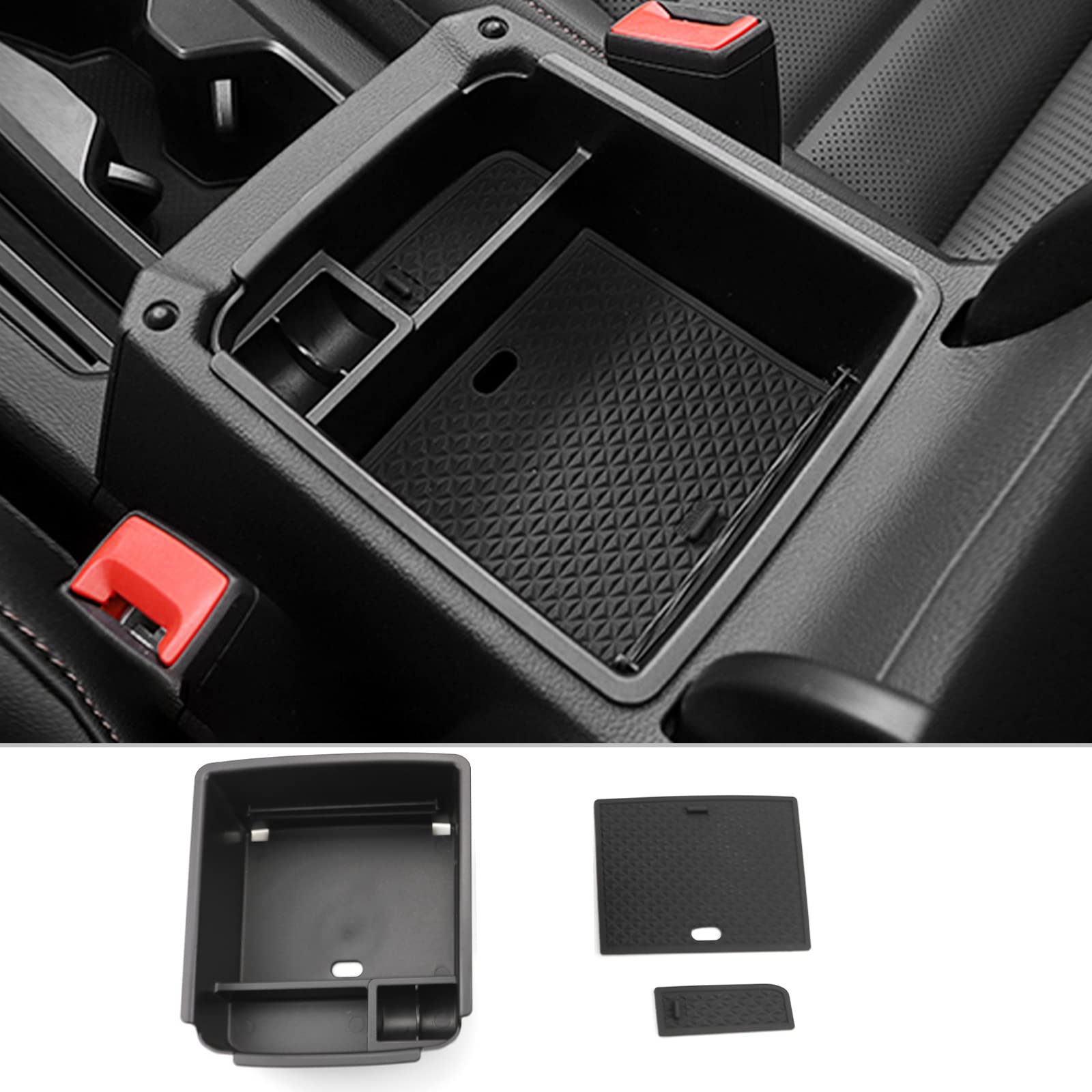 CDEFG Compatible with VW Tiguan 2 MK2 R line 2016-2022 2023/ Seat Tarraco FR, UK Centre Console Storage Box, Car Armrest Organiser Tray with Anti-slip mat Allspace Facelift 2022 Accessories