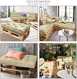 VOUNOT Euro Pallet Cushions Set Waterproof Beige Indoor Outdoor 120x80 view 7