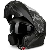 Westt Motorcycle Helmets, Dual Visor Flip Up Modular Helmet - DOT Approved | Helmets for adults, Comfortable neck brace, Reduces wind noise, Safe and convenient, for Men Women (Street Bike, ATV)