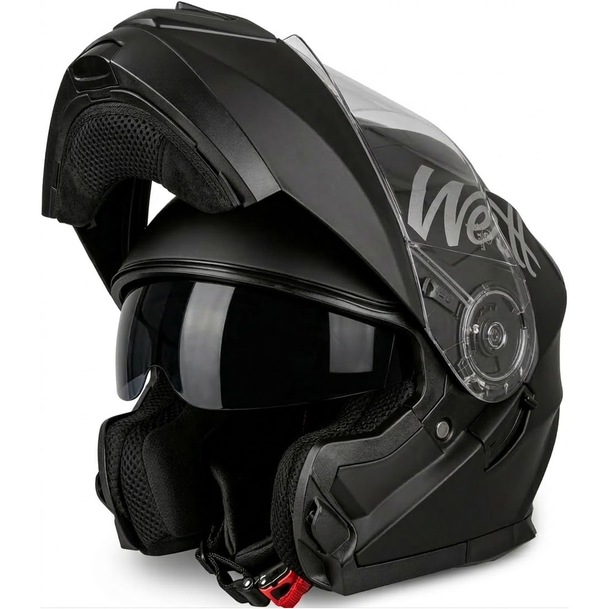 Westt Motocross Helmets for Men - Full Face Motorcycle Helmet Flip Up Chin Dual Visor - Dirt Bike Motocross Helmets for Adults(M/Matte Black Torque X)