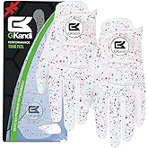 GKandi Golf Gloves Men Right Handed Golfer Left Hand Leather Stylish Value 2 Pack with Ball Marker, Mens Golf Glove All Weather Grip, Size Small Medium ML Large XL