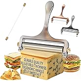 TOPULORS Wire Cheese Slicer Handheld Cutter with 1 Extra Wire, Silver | Stainless Steel Cheese Cutter Wire for Mozzarella, Cheddar, Gruyere, Adjustable Thickness Cheese Shaver for Block Cheese