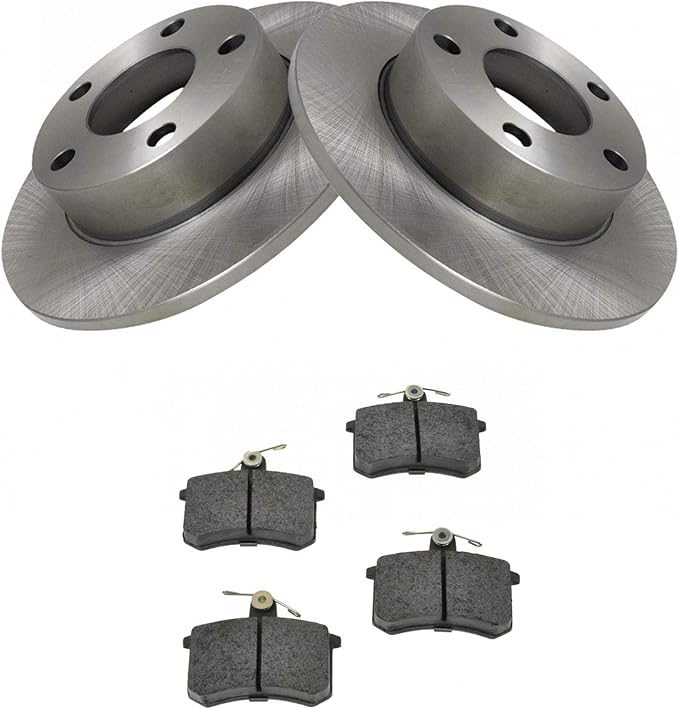 Rear Semi Metallic Brake Pads & 2 Discs Rotors Kit Set for