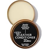 All Natural Leather Conditioner Balm - Made with Mink Oil, Tallow, & Beeswax, Protects, Softens Restores and Waterproofs Leather Shoes, Boots, Bags, Furniture (4 Oz)