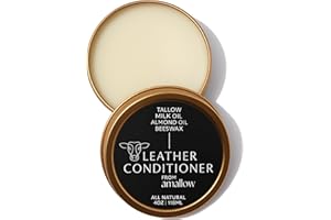 AMALLOW All Natural Leather Conditioner Balm - Made with Mink Oil, Tallow, & Beeswax, Protects, Softens Restores and Waterproofs Leather Shoes, Boots, Bags, Furniture (4 Oz)