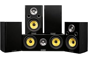 Fluance Signature HiFi Compact Surround Sound Home Theater 5.0 Channel Speaker System Including 2-Way Bookshelf, Center Chann