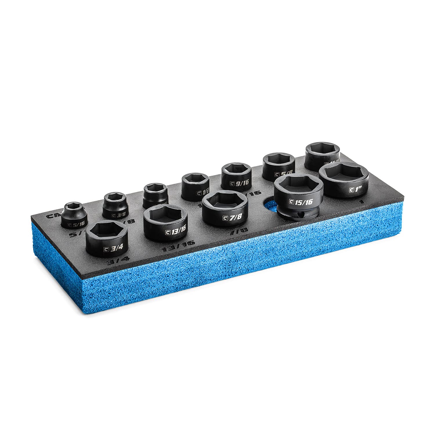 Capri Tools 3/8 in. Drive Stubby Impact Socket Set, SAE, 5/16 to 1 in, 12-Piece
