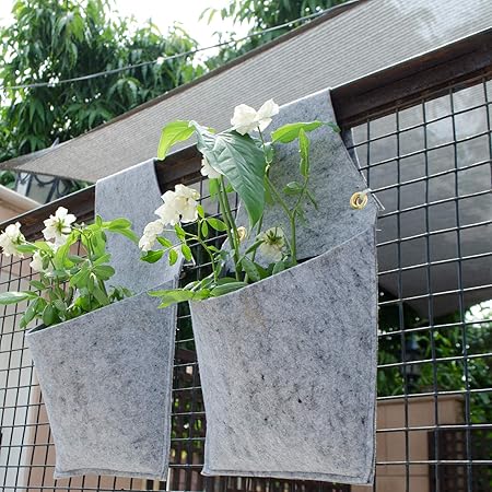 HIPPO - Waterproof & Non Woven Fabric Decorative Hanging Pots with Brass Eyelets & Tie Cords - Pack of 5 Pcs