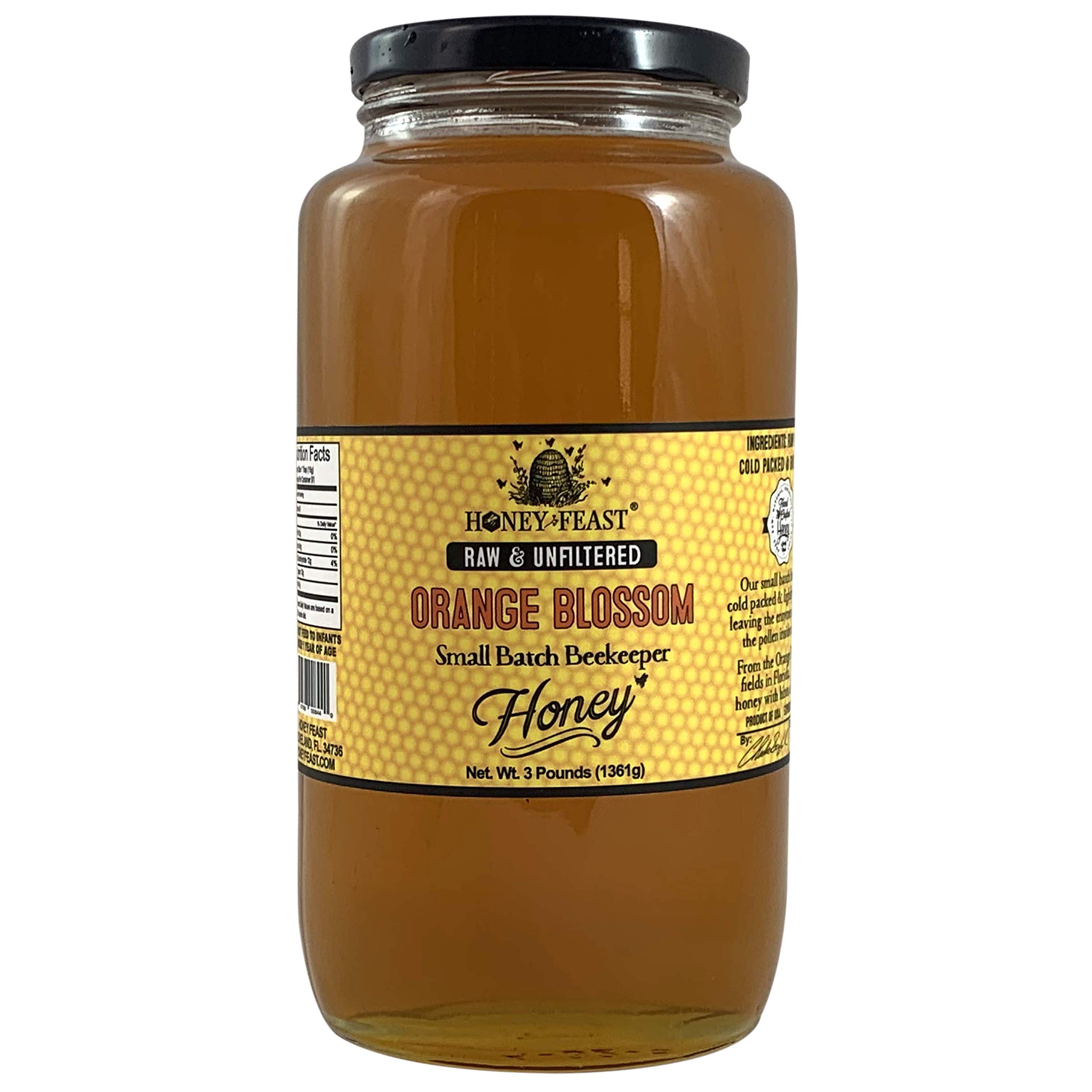 Honey Feast Raw Orange Blossom Honey from American