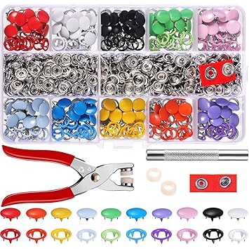 200 Set Hohle Feste Druckknöpfe Spielanzug Snaps Zange Handwerk Werkzeug Prong Snaps Schnalle Metall Ring Button Druckknöpfe 