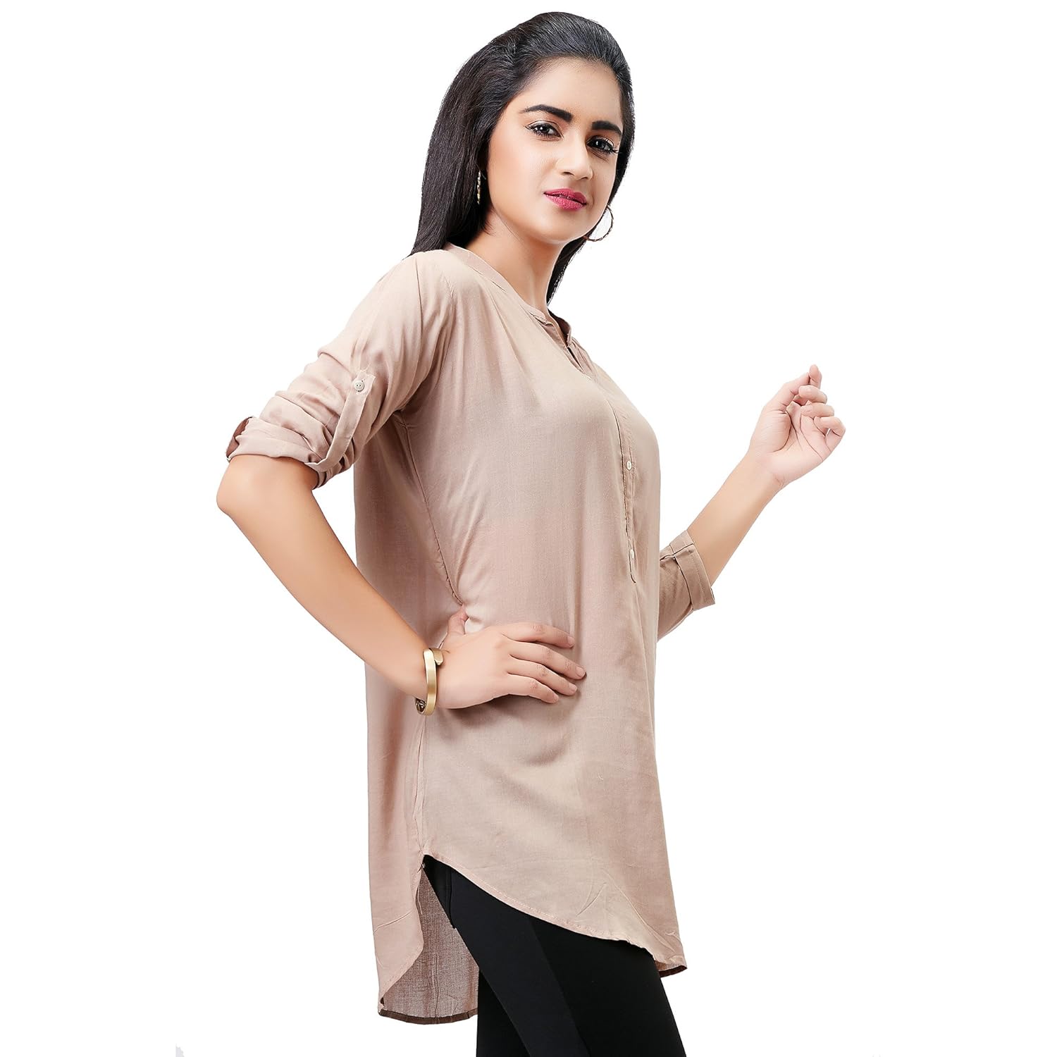 aarnaa women's muslin 3/4th sleeve mandarin collar kurti (art01_15)