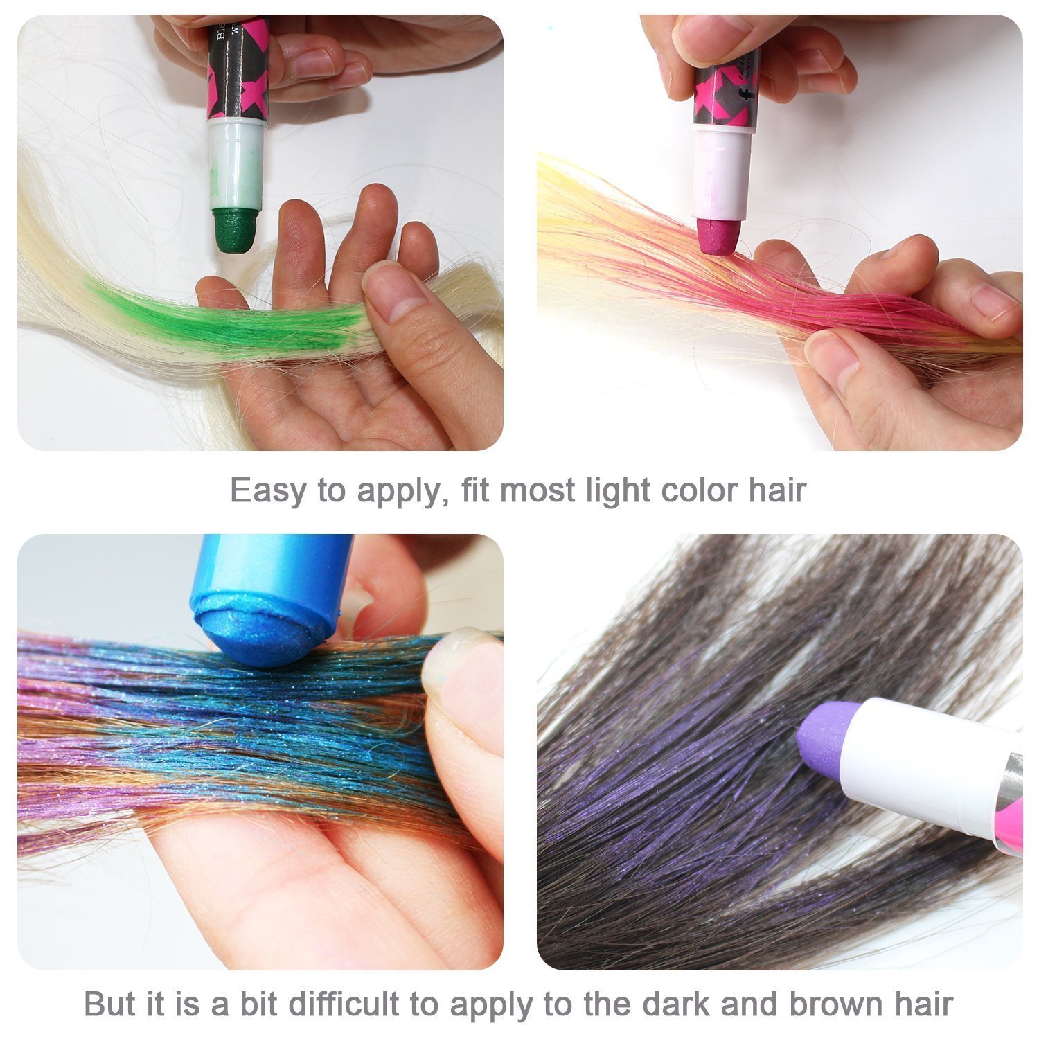 Hair Chalk ,Hair Chalk Pens,Temporary Hair Chalk Set, Halloween Christmas party, Temporary Color. Gift of Girls (NEW)