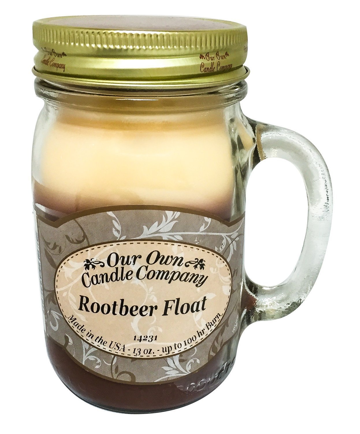 Our Own Candle Company Root Beer Float Scented 13 Ounce Mason Jar