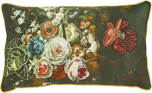 Amazon Com Creative Co Op Floral Embroidered Accent Throw Pillow