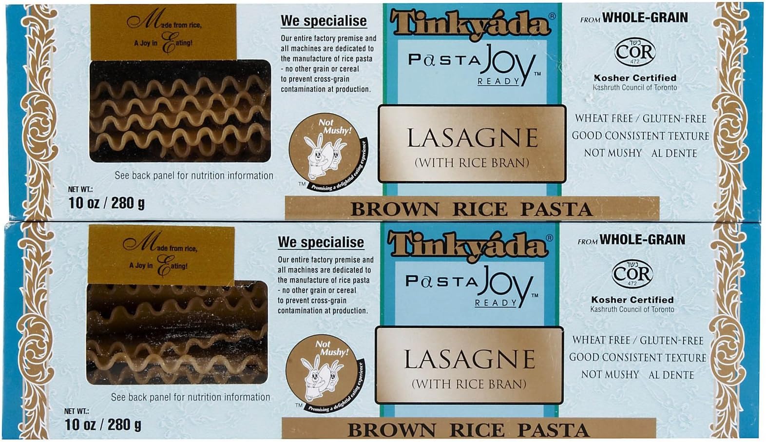 Tinkyada Brown Rice Lasagne w/ Rice Bran, 10 oz, 2 pk