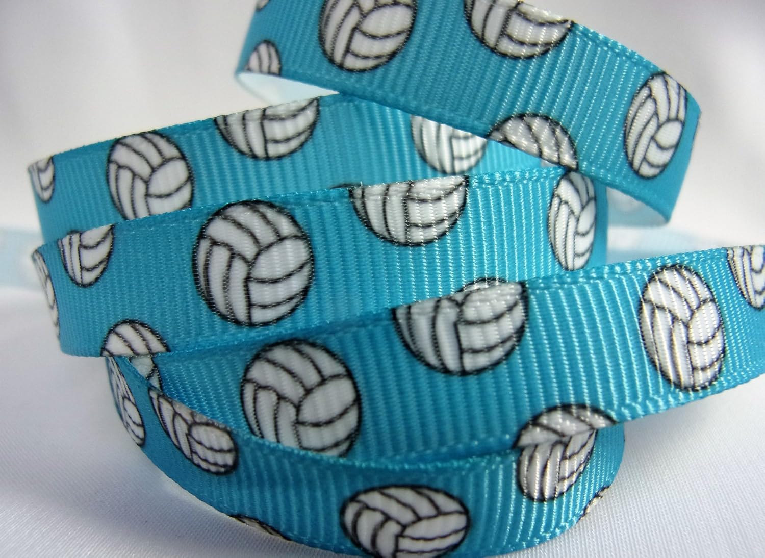 Grosgrain Ribbon 3/8" Wide Blue Volleyball Print 10 Yards, for Team Hair Bows