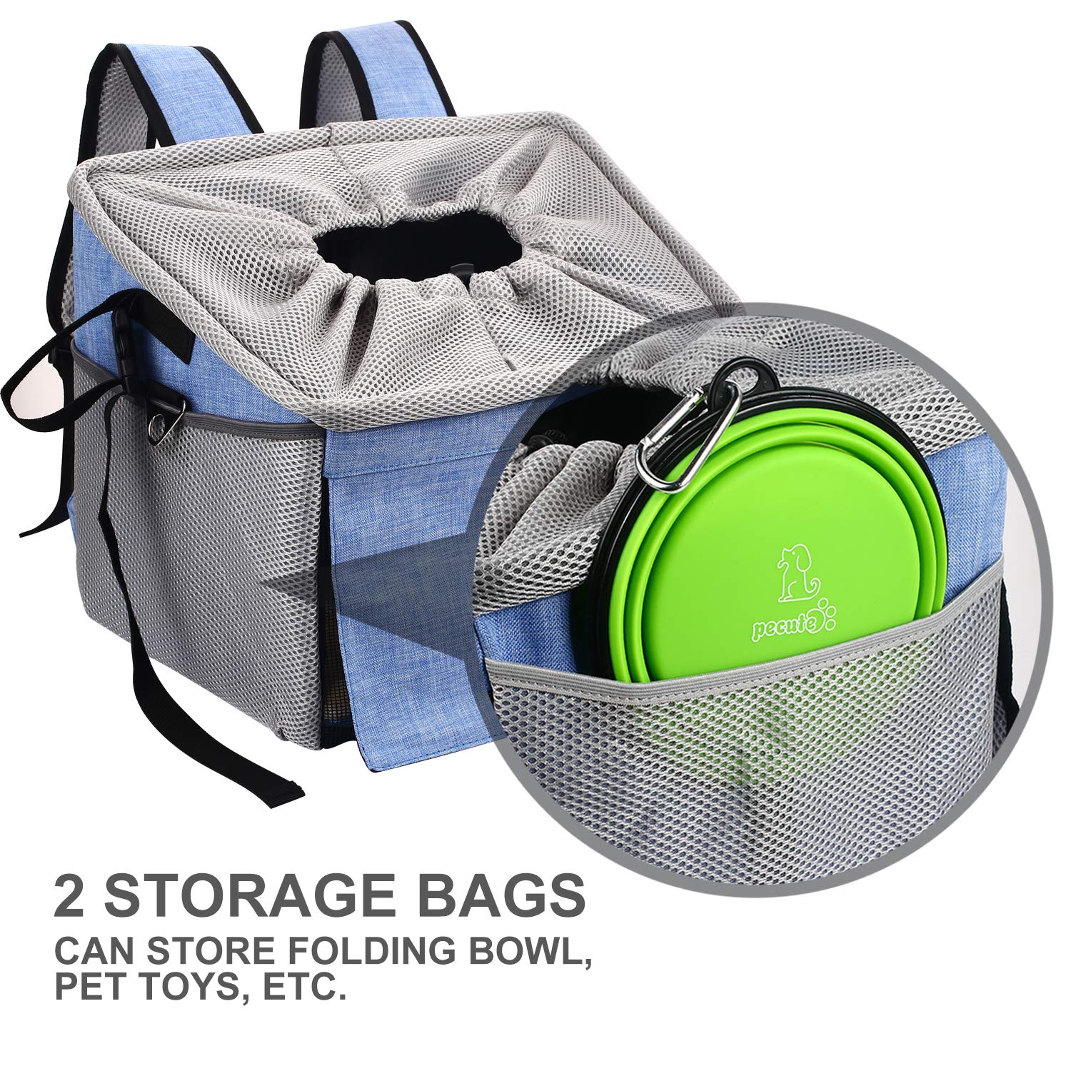 Pecute Pet Carrier Bicycle Basket Bag Pet Carrier/Booster Backpack/Pet Front Seat Cover with 2 Big Side Pockets, Comfy & Padded Shoulder Strap, Portable Breathable Pet Carrier, Travel with Your Pet