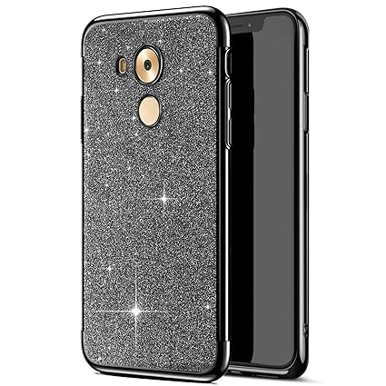 kompatibel mit Huawei Mate 8 Hülle,Huawei Mate 8 Handyhülle,JAWSEU Glänzend Glitzer Strass Silikon Schutzhülle Case,Crystal C