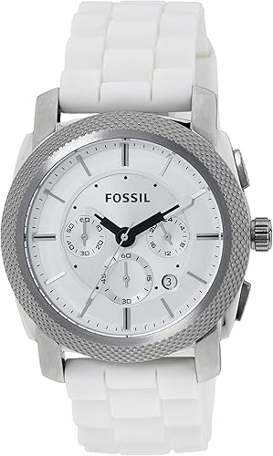 fossil machine chronograph black silicone watch