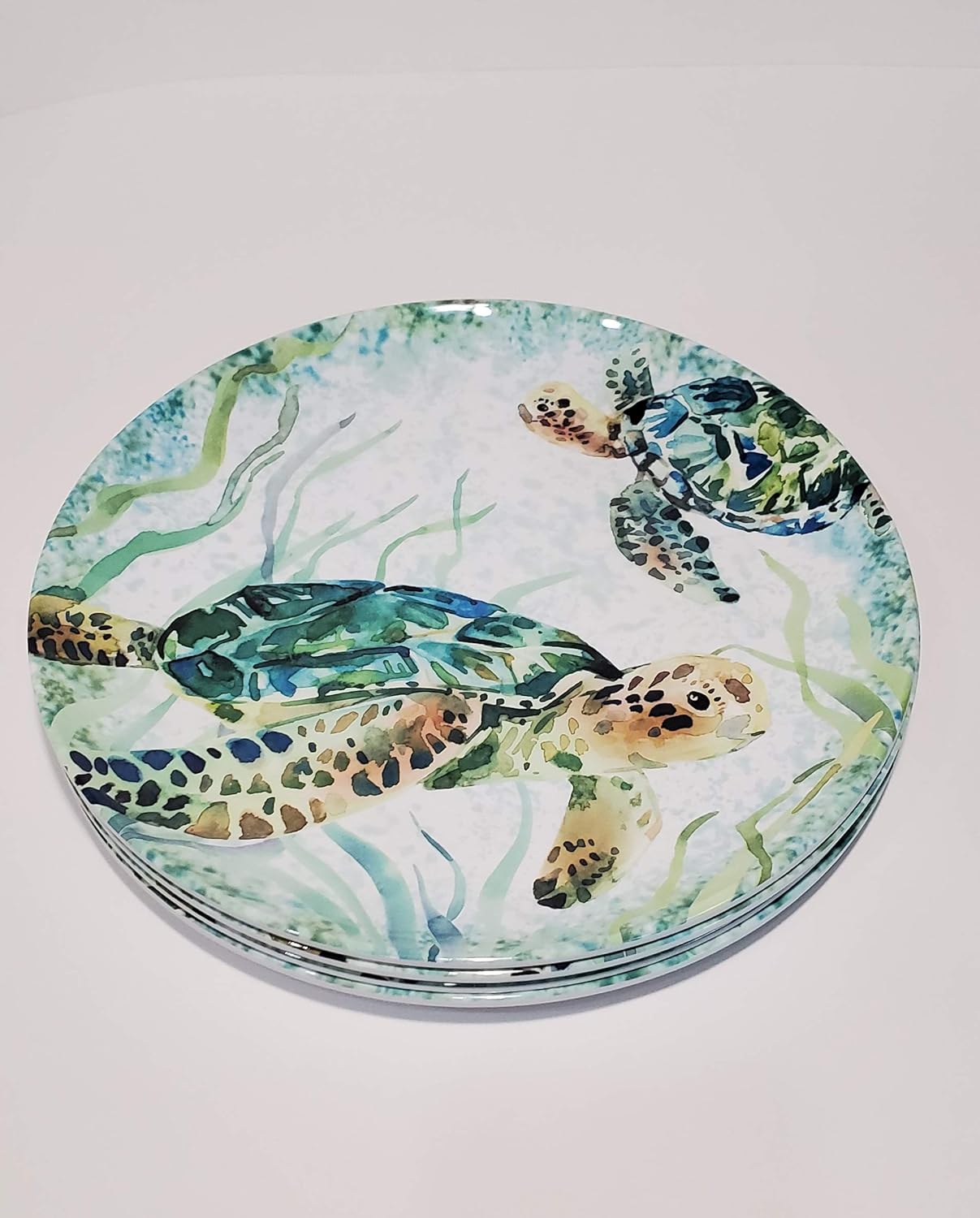 coastal collection outdoor living sea turtle melamine dinnerware on Amazon Com Sigrid Olsen Green Sea Turtle Melamine Dinner Plates Set Of 4 Ocean Scene Brand New Dishwasher Safe Shatterproof 11 Plates Dinner Plates