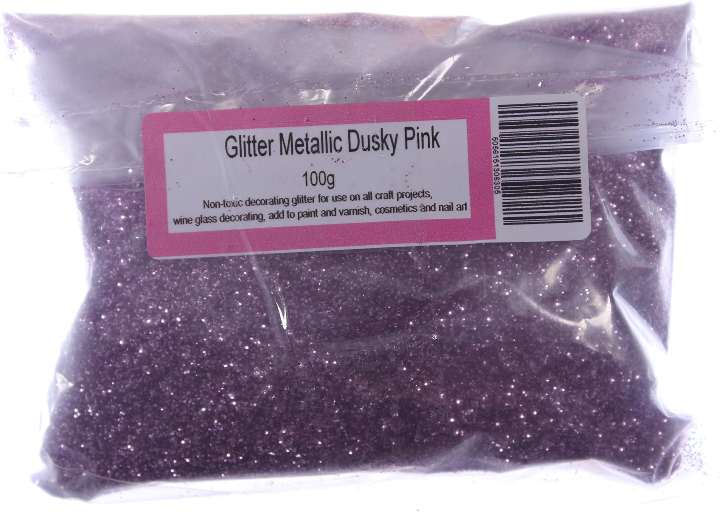 Gemz Metallic Dusky Pink 100g High Sparkle Glitter Craft, Make-up, Nail Art, Face & Body, Wine Glass Decoration, Cake Toppers, Acrylic, 10 x 12 x 10 cm