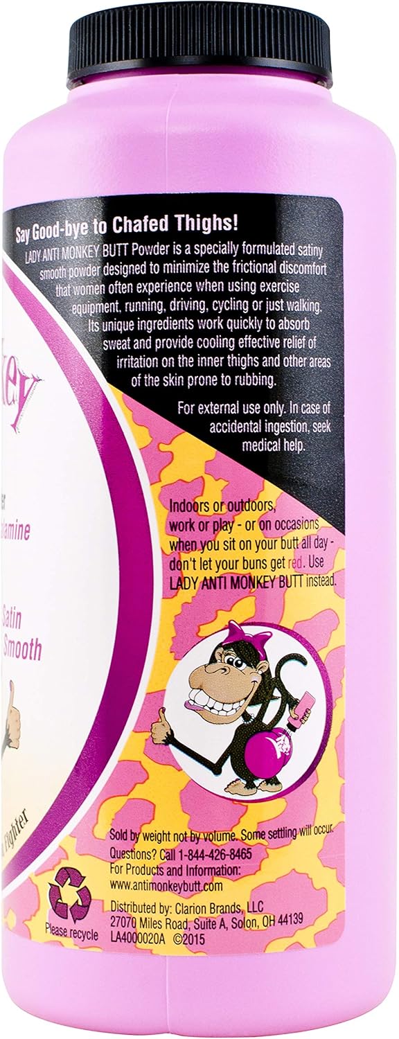 Lady Anti Monkey Butt | Women's Body Powder with Calamine | Prevents Chafing and Absorbs Sweat | Talc Free | 6 Ounces | Pack of 1: Health & Personal Care