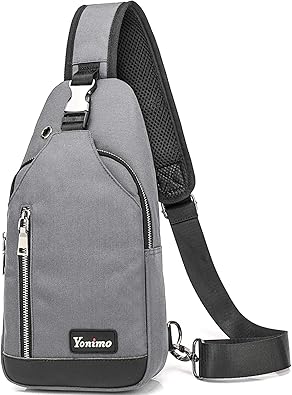 Amazon Yonimo ボディバッグ メンズ ショルダーバッグ 大容量 斜めがけ ワンショルダー バッグ イヤホン穴付き 収納 軽量 耐摩耗性 オシャレ カジュアル 通勤 旅行 お出かけ プレゼント 灰色 ボディバッグ ワンショルダー