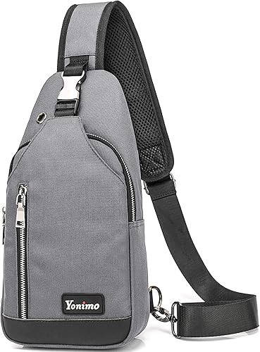 Amazon Yonimo ボディバッグ メンズ ショルダーバッグ 大容量 斜めがけ ワンショルダー バッグ イヤホン穴付き 収納 軽量 耐摩耗性 オシャレ カジュアル 通勤 旅行 お出かけ プレゼント 灰色 ボディバッグ ワンショルダー