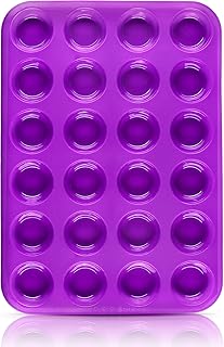 Belmalia Muffinblech aus Silikon für 24 Mini Muffins, antihaftbeschichtet, Cupcakes, Brownies, Kuchen, Pudding, Muffinform Violett Lila