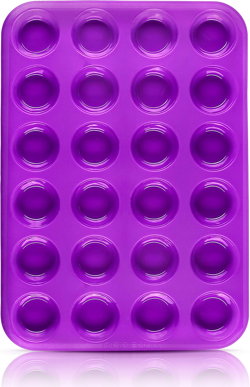 Belmalia Muffinblech aus Silikon für 24 Mini Muffins, antihaftbeschichtet, Cupcakes, Brownies, Kuchen, Pudding, Muffinform Violett Lila