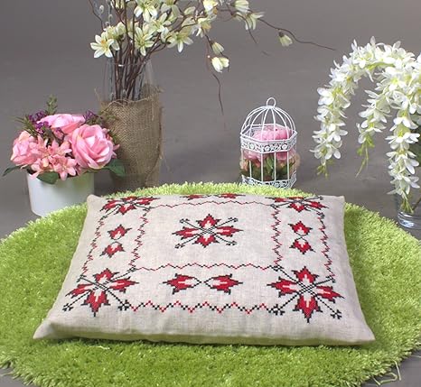 Amazon Com Buckwheat Pillow 17 7 Inch Embroidered Covers Gray
