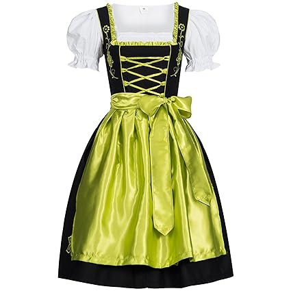 Gaudi-Leathers Dirndl Set 3 Teilig, Trachtenkleid, Dirndl Bluse, passender Schürze in verschiedenen Farben