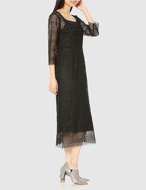 Amazon Co Jp リリーブラウン ヴィンテージレースワンピース Lwfo4022 レディース Blk 日本 F Free サイズ 服 ファッション小物
