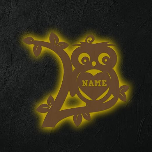 Schlummerlicht Personalisiert Wandlampe Eule Name Kinderzimmer