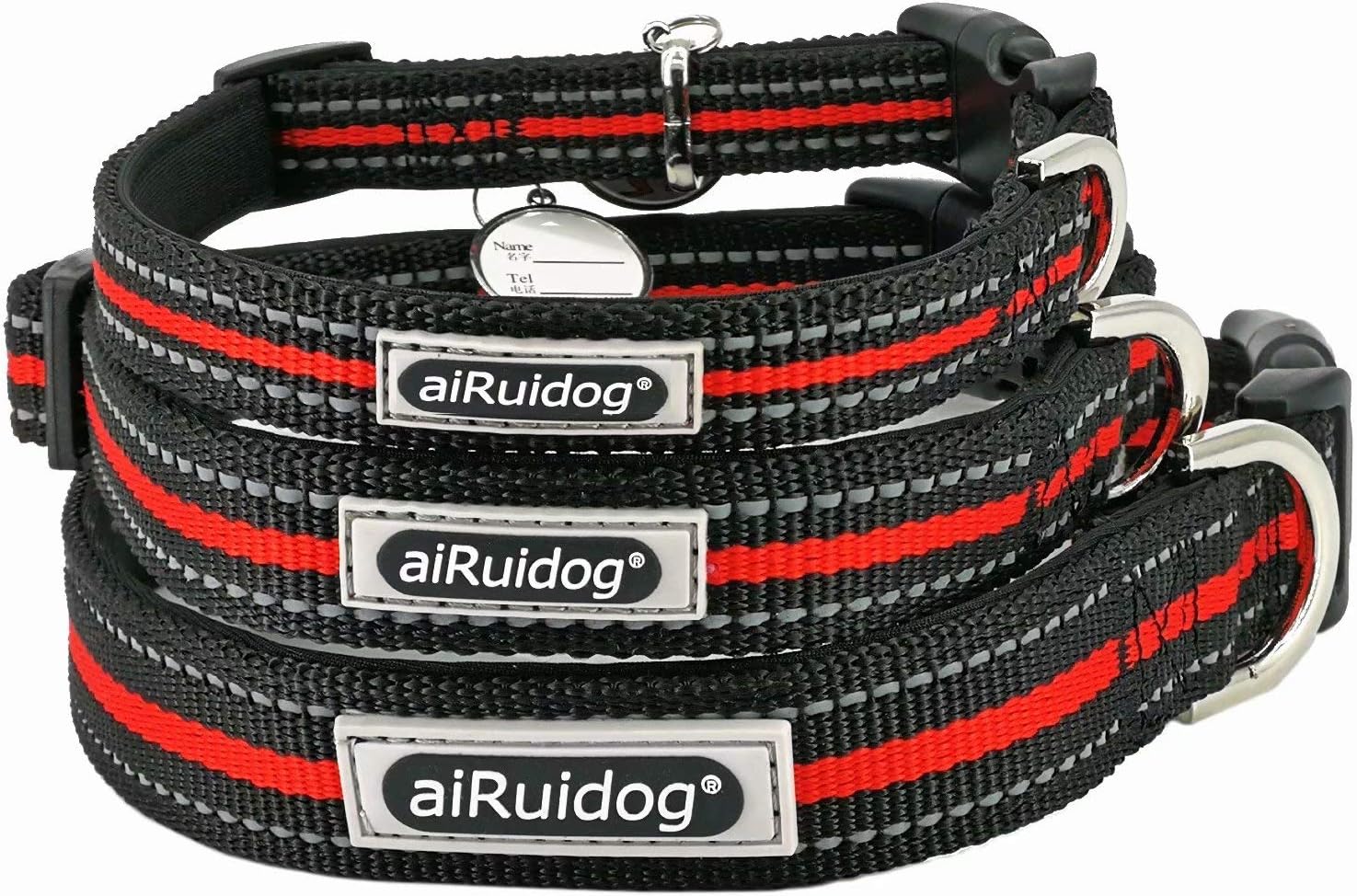 Dog Collar Reflective Heavy Duty Nylon Lighted Wide