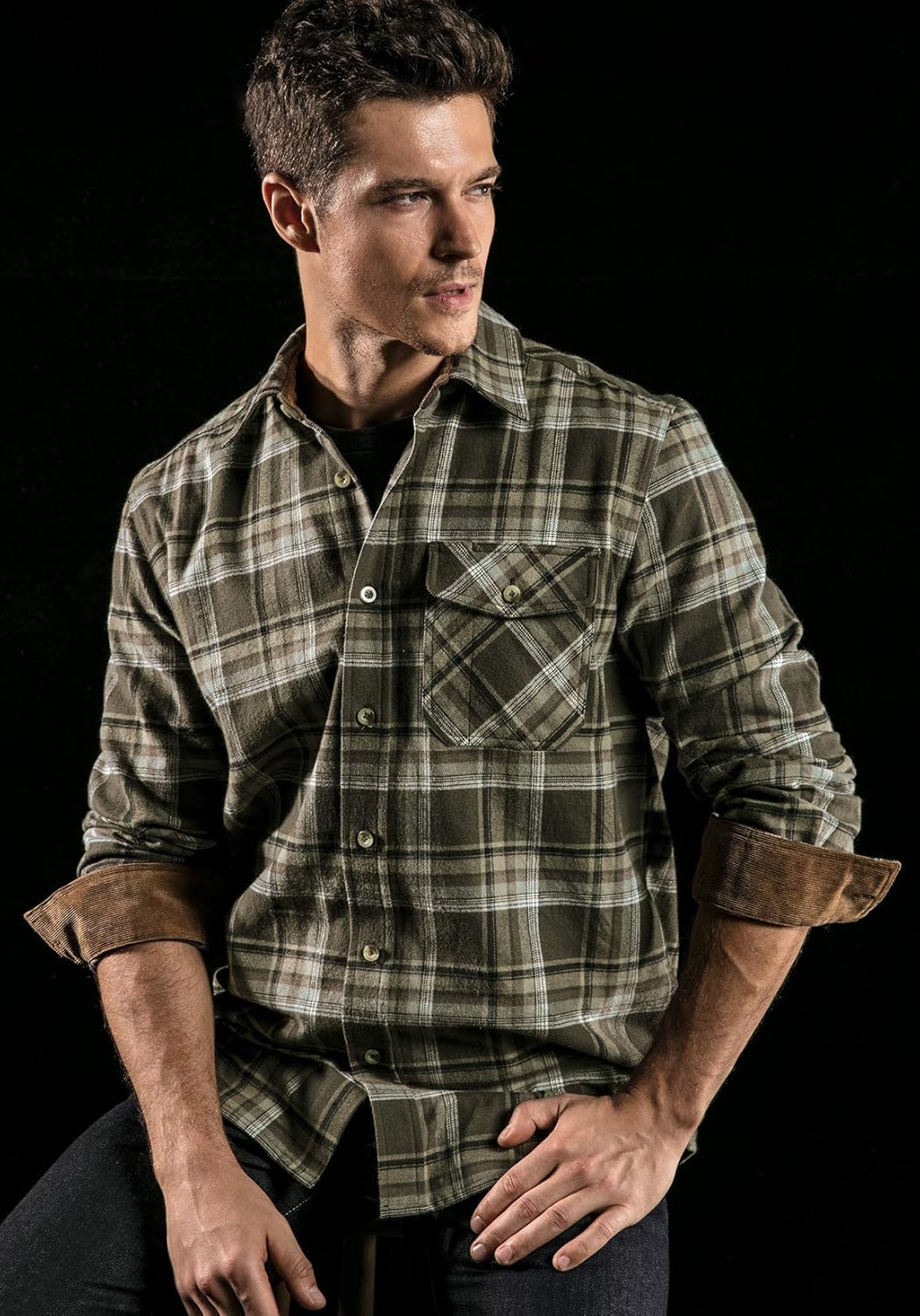 CQR Men's All Cotton Flannel Shirt, Long Sleeve Casual Button Up Plaid Shirt, Brushed Soft Outdoor Shirts: Clothing