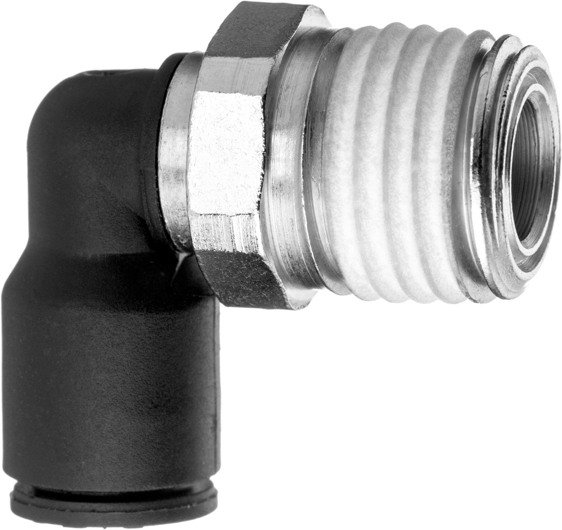 Push to Connect Tube Fitting - Nylon Plastic - Male Elbow - 3/8" Tube OD x 1/4" NPT Male