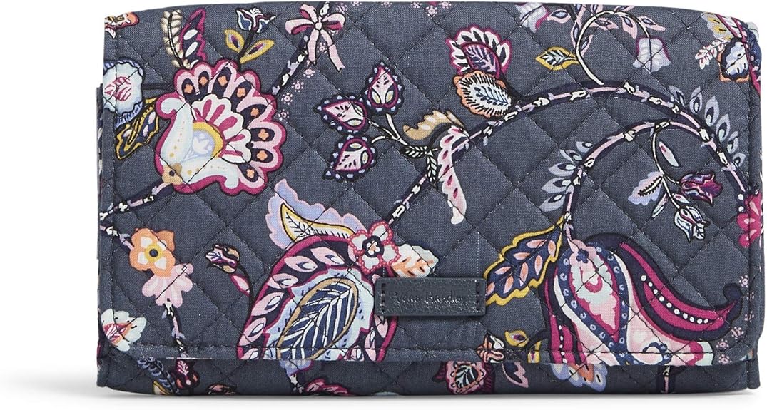 Vera Bradley Women's Signature Cotton Trifold Clutch Wallet with RFID Protection, Felicity