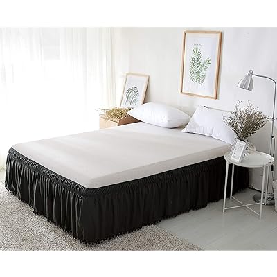 Buy Celine Linen Luxury Top Knot Tassle Pompom Fringe Ruffle Bed Skirt Wrap Around Style Elastic Bed Wrap Wrinkle Resistant 16inch Drop Twin Full Black Online In Indonesia B07j577m5d